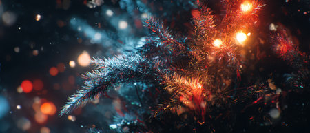 In a vibrant display Cerenkov lights dance around a cycadophyte celebrating the joyous spirit of New Year festivities in space.の素材