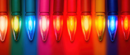 Colorful lights glow softly in various shades setting a joyful mood for celebrations during the New Year. Each hue brings festive cheer.の素材