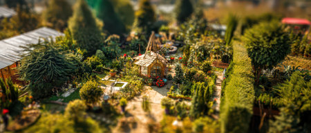 In a vibrant garden people gather amidst flowers and greenery celebrating the New Year with joy and festive spirit. Lively decorations bring warmth.の素材