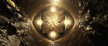 Sparkling golden patterns fill the darkness radiating warmth and joy. This festive scene evokes the spirit of Christmas and the New Year.の素材