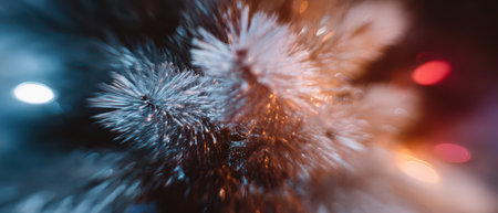 Bright lights shimmer and twinkle around festive decorations creating a joyful atmosphere for New Year celebrations.の素材