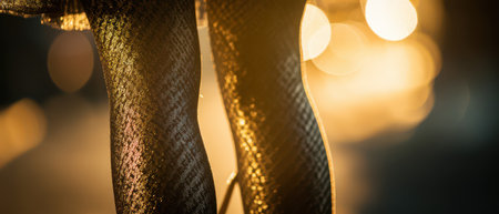 Art deco legs shimmer in golden hour creating a magical atmosphere for New Years celebrations and capturing the festive spirit.の素材