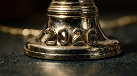 Golden numbers stand proudly for the year 2026 symbolizing hope and new beginnings this New Year.の素材