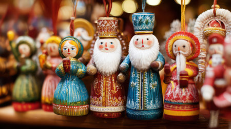 Colorful ornaments with intricate designs create a festive atmosphere celebrating the joy of the New Year and spreading holiday spirit.の素材