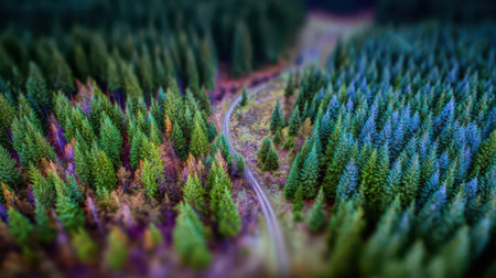 A serene forest scene showcases diverse trees under a clear sky marking a peaceful New Year.の素材