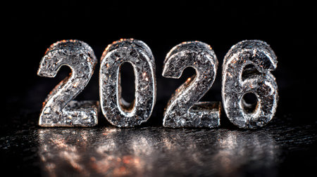 Shimmering numbers create a festive atmosphere marking the transition to the new year. Excitement fills the air as celebrations begin.の素材