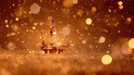 Among swirling snowflakes a stunning rig fused with a holographic sculpture creates a magical scene as New Year celebrations unfold.の素材