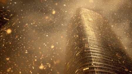 A rooftop adorned with sparkling particles shines bright under the New Year festivities.