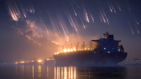 Ship and candle unite under meteors