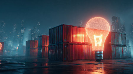 Containers lit like bulbs for New Year