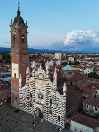 Aerial drone view of the Monza Cathedralの写真素材