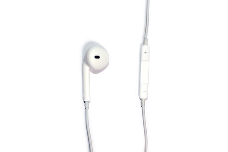 Earphone on white backgroundの写真素材