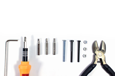 Tools on white backgroundの写真素材