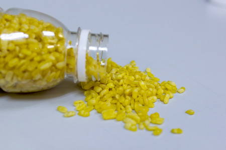 Hulled-split monk bean in plastic bottleの写真素材