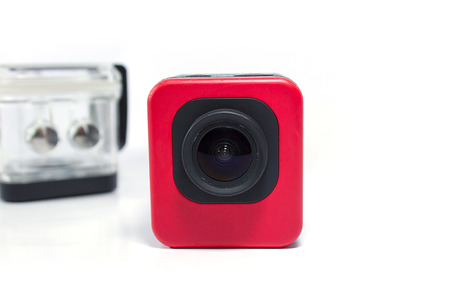 Action Camera and accessory isolated on white background