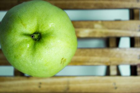 Fresh guava fruit on wood table : white backgroundの写真素材