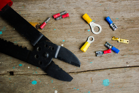 Pliers or wire-end ferrules and Copper electric terminalsの写真素材