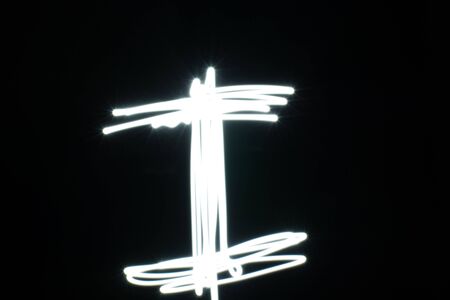 Blur white light effect on dark background.の写真素材