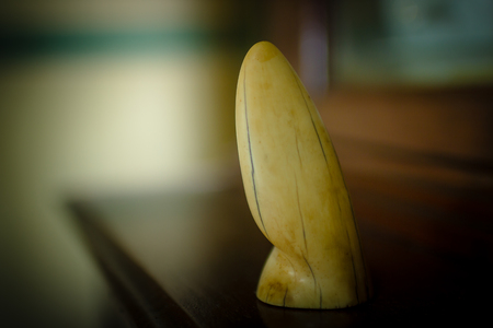 Model white ivory elephant on wooden floor.の写真素材