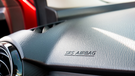 Interior of car, Safety airbag icon panel.の写真素材