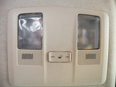 Close up of car interior modern overhead light.の写真素材