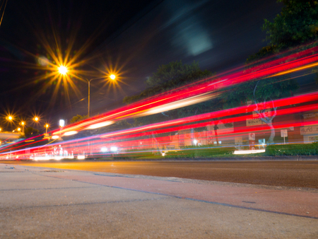 Long exposure shot with star lights of street in Thailand.の写真素材
