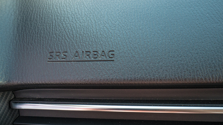 Interior of car, Safety airbag icon panel.の写真素材