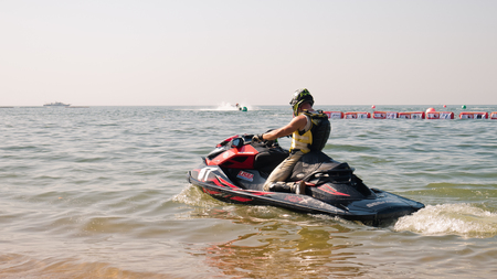 On Dec 10,2017. Jet ski world cup 2017 at Jomtien Beach in Chon Buri, Thailand. Jet ski on sea.のeditorial素材