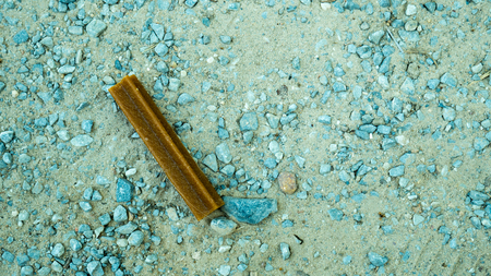 Delicious snack for dog drop on ground.