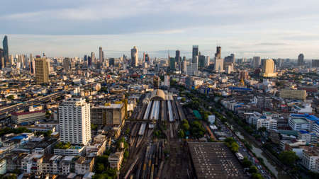 BANGKOK, THAILAND - September, 2017: passenger and freight trains at Hua Lamphong train station in Bangkok, Thailand on September, 2017. Hua Lamphong railway station is one of largest transport hubsのeditorial素材