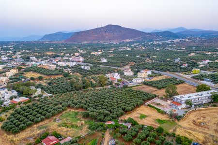 Aerial view of the village of Rethymno, Crete, Greeceの写真素材