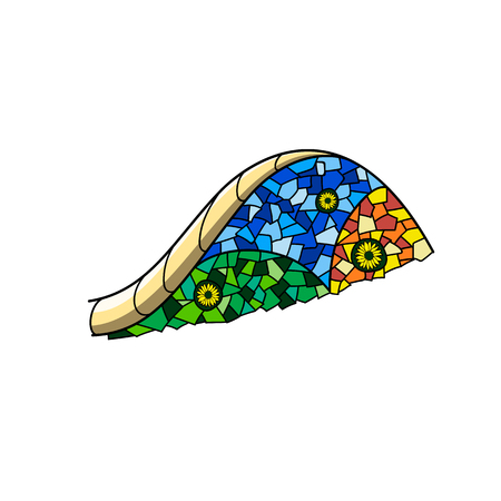 Stylized part of the bench from the Park Guell from the mosaic. Gaudi. Vector.のイラスト素材