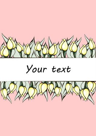 Composition of tulips for a greeting postcard, a poster, a signboard, a banner. There is room for text. Vectorのイラスト素材