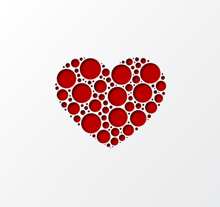 Paper cut heart shape 3D design. Template for Valentines day and greeting card backgrounds. Vector illustration.のイラスト素材