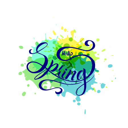 The inscription of the spring season for greeting card, invitation, template background, advertising, sales. Vector illustrationのイラスト素材