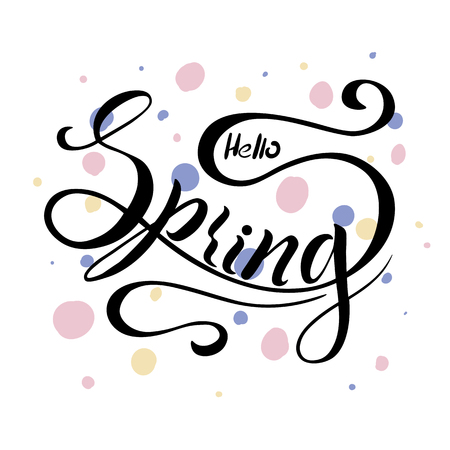 The inscription of the spring season for greeting card, invitation, template background, advertising, sales. Vector illustrationのイラスト素材