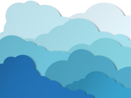 Design with gray cumulus clouds in a cloudy sky. Paper cut design for cards, invitations, advertisements. Vector illustrationのイラスト素材