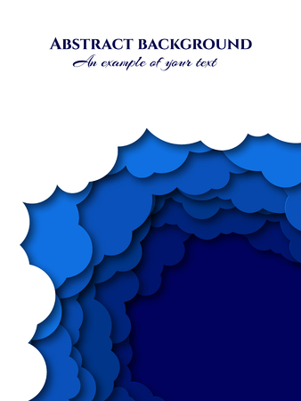 Design for posters, brochures, signs with clouds, sky. Paper cut pattern. Vector illustrationのイラスト素材