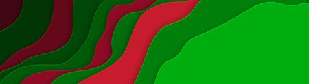 Horizontal abstract banner with red and green colors. Design for advertising and social networks....