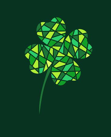 Four-leaf clover in paper style. Mosaic. Background with place for text. Symbol of St. Patrick's Day. Vector illustrationのイラスト素材