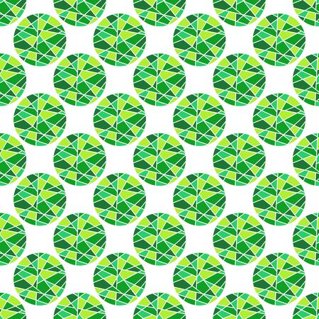 Seamless pattern with mosaic circles. Abstract green background with geometric elements. Design for wrappers, fabrics, packaging. Vector illustrationのイラスト素材