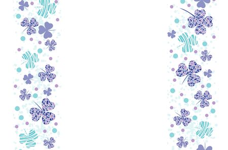 Abstract white background with clover leaves and textures. Design with place for text. Vector illustrationのイラスト素材
