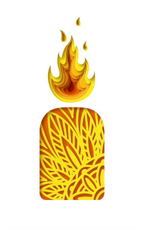 Candle in the paper style. Design for holiday cards and invitations. Vector illustrationのイラスト素材