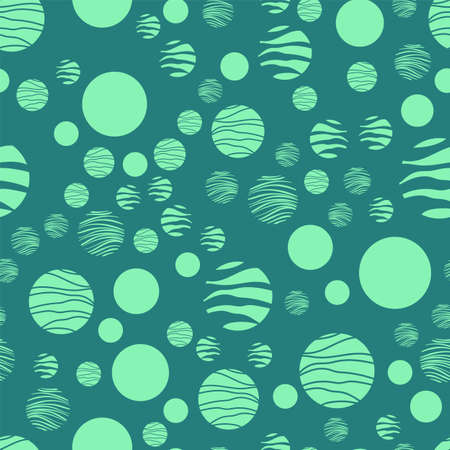 Colorful circles seamless pattern. Geometric background in trendy colors: pale pink, navy blue, mint, coral. Different textures of circles. Design for prints, posters, fabrics, paper packagingのイラスト素材