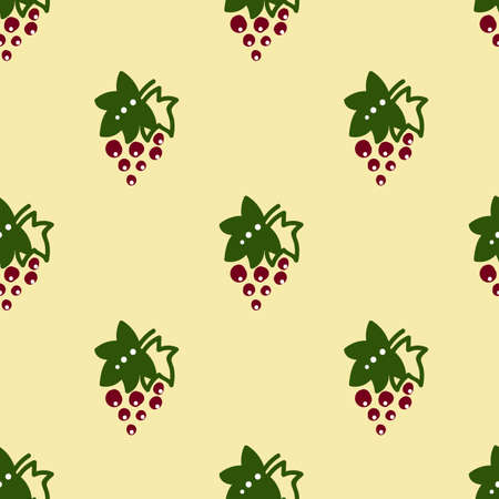 Seamless pattern with grape. Hand drawn elements. Pattern on a colored background with doodles for...