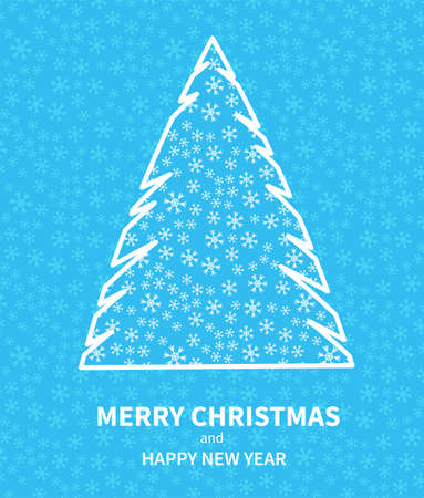 Christmas poster with stylized fir tree. Greeting New Year cards flat graphic design. Place for text. Vector illustrationのイラスト素材