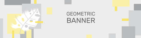 Modern abstract banner with leaves, geometric shapes and lines, texture. Place for your text. Design for social networks, advertising, web pages, landing pages. Vector illustrationのイラスト素材