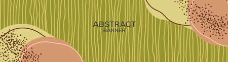 Modern abstract banner with organic shapes, lines and textures. Place for your text. Design for social networks, advertising, web pages, landing pages. Vector illustrationのイラスト素材