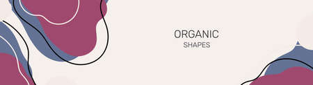 Modern abstract banner in pastel colors with organic shapes, lines and textures. Place for your...