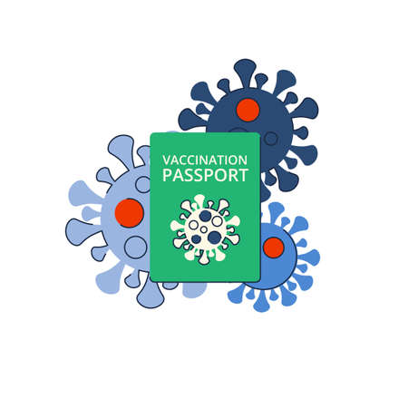 New travels after the pandemic. Green vaccination passport. Travel permit. Vector.のイラスト素材